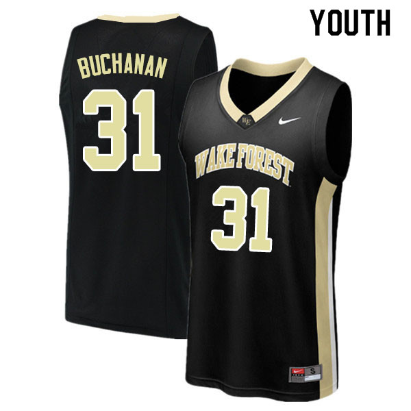 Youth #31 Blake Buchanan Wake Forest Demon Deacons College Basketball Jerseys Sale-Black